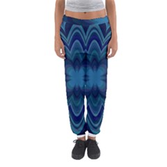 Blue Geometric Flower Dark Mirror Women s Jogger Sweatpants
