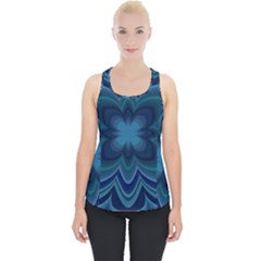 Blue Geometric Flower Dark Mirror Piece Up Tank Top