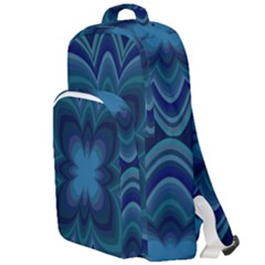 Blue Geometric Flower Dark Mirror Double Compartment Backpack