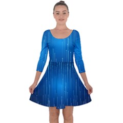 Abstract Line Space Quarter Sleeve Skater Dress