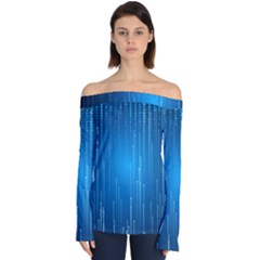 Abstract Line Space Off Shoulder Long Sleeve Top