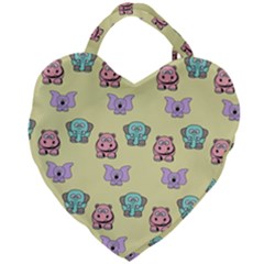 Animals Pastel Children Colorful Giant Heart Shaped Tote