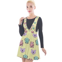 Animals Pastel Children Colorful Plunge Pinafore Velour Dress