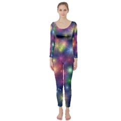 Abstract Background Graphic Space Long Sleeve Catsuit