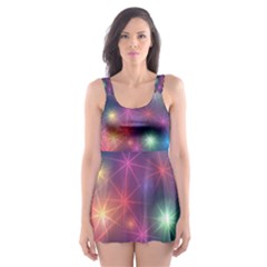 Abstract Background Graphic Space Skater Dress Swimsuit