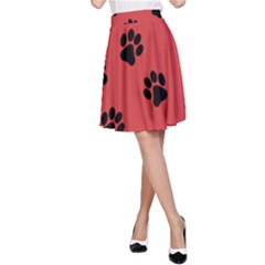 Paw Prints Background Animal A-line Skirt