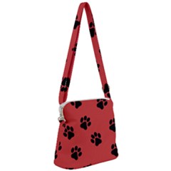 Paw Prints Background Animal Zipper Messenger Bag by HermanTelo