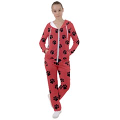 Paw Prints Background Animal Women s Tracksuit by HermanTelo