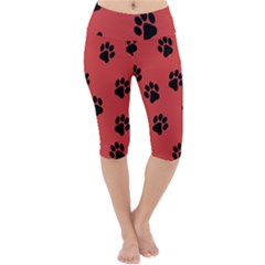 Paw Prints Background Animal Lightweight Velour Cropped Yoga Leggings