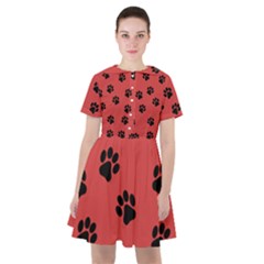 Paw Prints Background Animal Sailor Dress