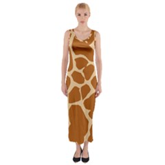 Giraffe Skin Pattern Fitted Maxi Dress by HermanTelo