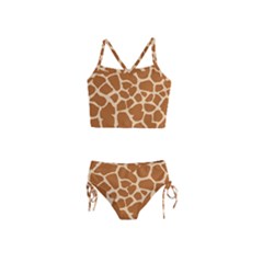 Giraffe Skin Pattern Girls  Tankini Swimsuit
