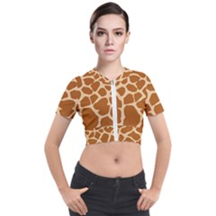 Giraffe Skin Pattern Short Sleeve Cropped Jacket