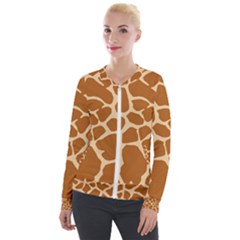 Giraffe Skin Pattern Velour Zip Up Jacket by HermanTelo