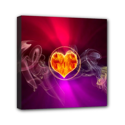 Flame Heart Smoke Love Fire Mini Canvas 6  X 6  (stretched) by HermanTelo