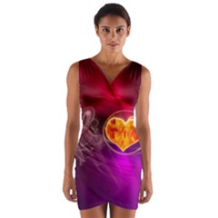 Flame Heart Smoke Love Fire Wrap Front Bodycon Dress by HermanTelo