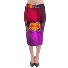 Flame Heart Smoke Love Fire Midi Pencil Skirt