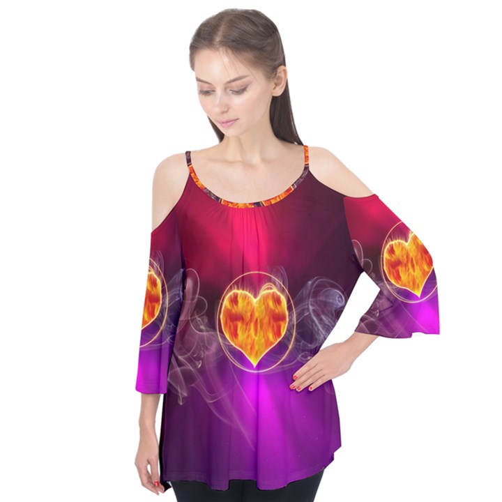 Flame Heart Smoke Love Fire Flutter Tees