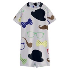 Moustache Hat Bowler Kids  Boyleg Half Suit Swimwear