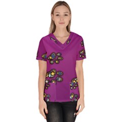 Footprints Paw Animal Track Foot Women s V-neck Scrub Top