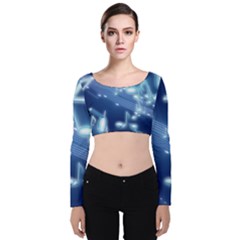 Music Sound Musical Love Melody Velvet Long Sleeve Crop Top by HermanTelo