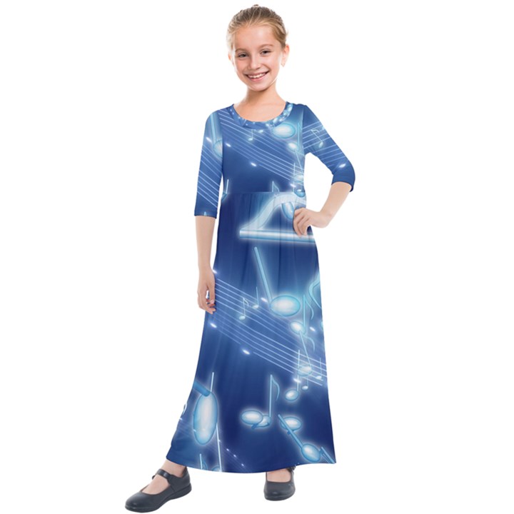 Music Sound Musical Love Melody Kids  Quarter Sleeve Maxi Dress