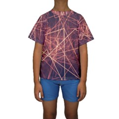 Light Fiber Black Fractal Art Kids  Short Sleeve Swimwear by HermanTelo