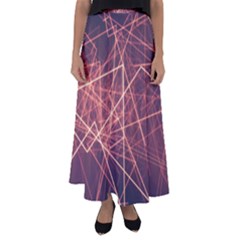Light Fiber Black Fractal Art Flared Maxi Skirt
