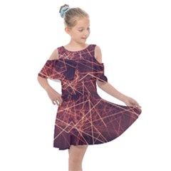 Light Fiber Black Fractal Art Kids  Shoulder Cutout Chiffon Dress