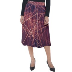 Light Fiber Black Fractal Art Classic Velour Midi Skirt  by HermanTelo