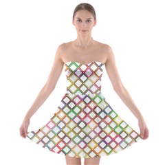 Grid Colorful Multicolored Square Strapless Bra Top Dress by HermanTelo