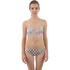 Grid Colorful Multicolored Square Wrap Around Bikini Set