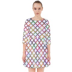Grid Colorful Multicolored Square Smock Dress by HermanTelo
