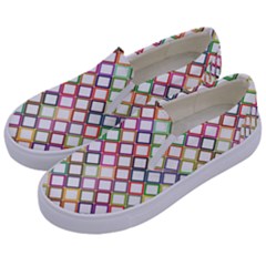 Grid Colorful Multicolored Square Kids  Canvas Slip Ons by HermanTelo