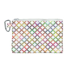 Grid Colorful Multicolored Square Canvas Cosmetic Bag (medium) by HermanTelo