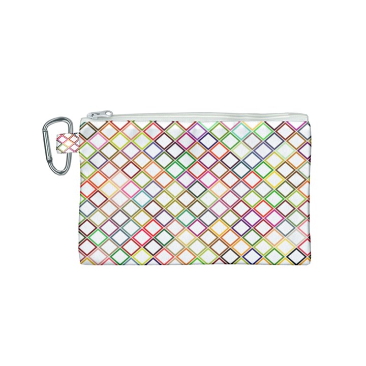 Grid Colorful Multicolored Square Canvas Cosmetic Bag (Small)