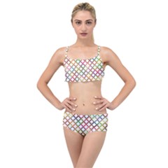 Grid Colorful Multicolored Square Layered Top Bikini Set