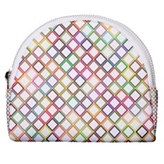 Grid Colorful Multicolored Square Horseshoe Style Canvas Pouch by HermanTelo