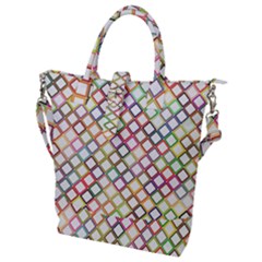 Grid Colorful Multicolored Square Buckle Top Tote Bag