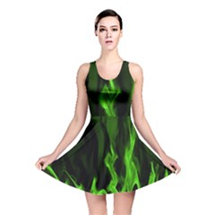 Smoke Flame Abstract Green Reversible Skater Dress