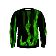 Smoke Flame Abstract Green Kids  Sweatshirt by HermanTelo