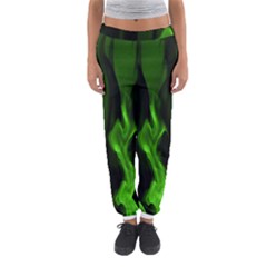 Smoke Flame Abstract Green Women s Jogger Sweatpants