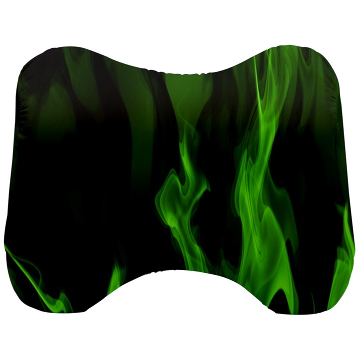 Smoke Flame Abstract Green Head Support Cushion