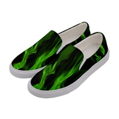 Smoke Flame Abstract Green Women s Canvas Slip Ons by HermanTelo