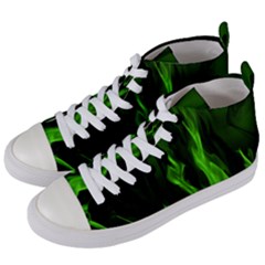 Smoke Flame Abstract Green Women s Mid-top Canvas Sneakers by HermanTelo