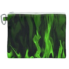 Smoke Flame Abstract Green Canvas Cosmetic Bag (xxl)