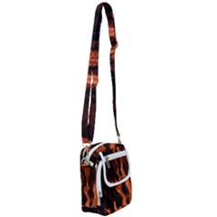 Smoke Flame Abstract Orange Red Shoulder Strap Belt Bag by HermanTelo