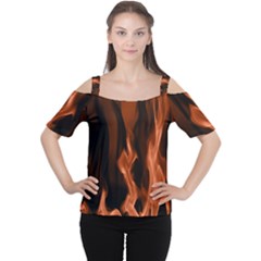 Smoke Flame Abstract Orange Red Cutout Shoulder Tee