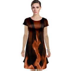 Smoke Flame Abstract Orange Red Cap Sleeve Nightdress