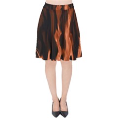 Smoke Flame Abstract Orange Red Velvet High Waist Skirt